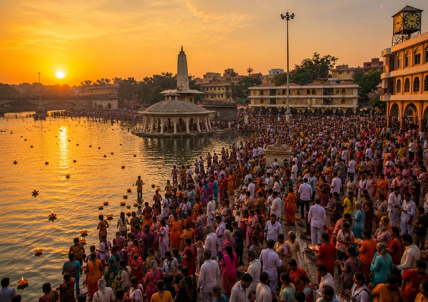 विश्व के सबसे बड़े आध्यात्मिक समागमों में से एक नासिक सिंहस्थ कुंभ का भव्य दृश्य