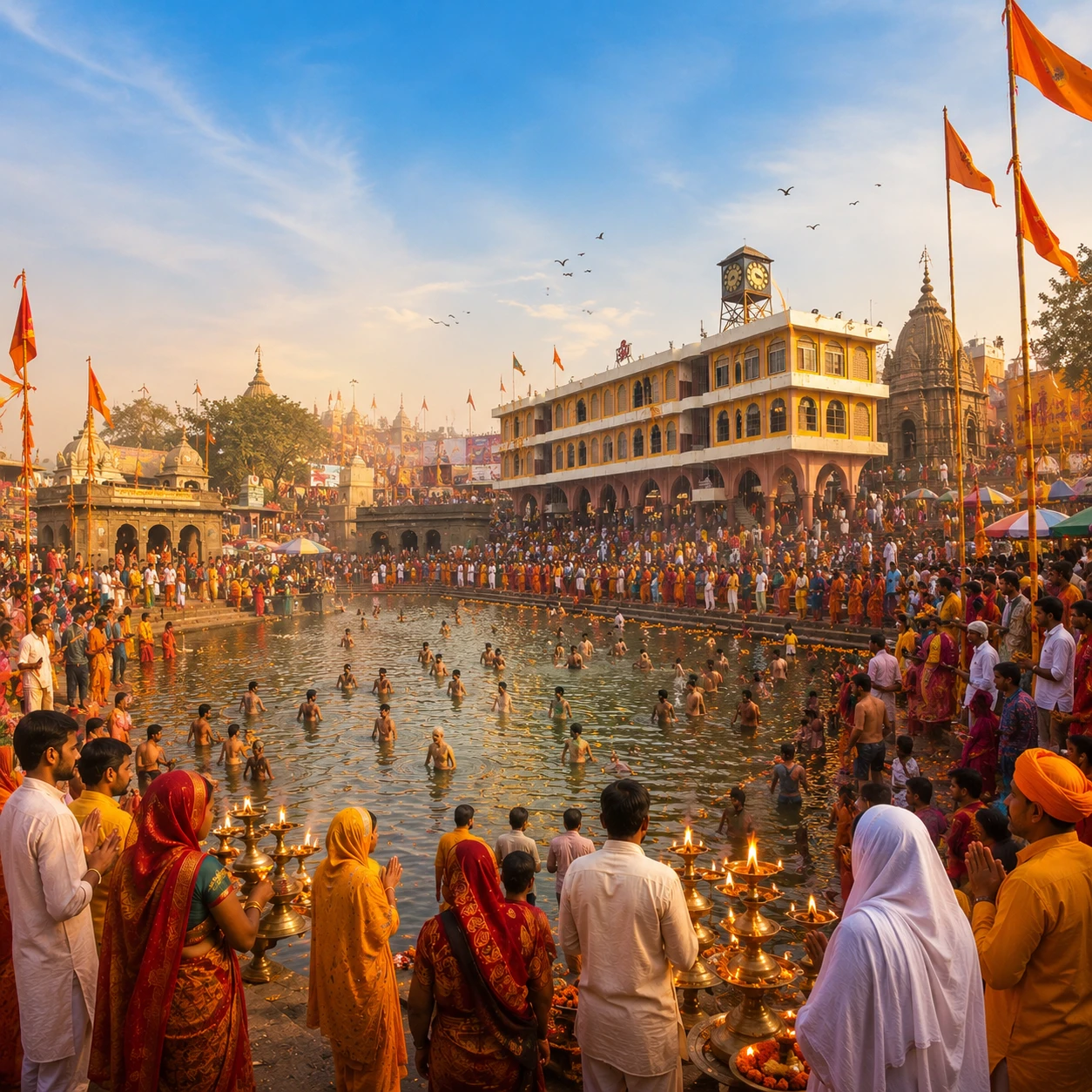 गोदावरी तट पर शाही स्नान, साधु-संतों और श्रद्धालुओं से सजा नासिक कुंभ का दिव्य दृश्य