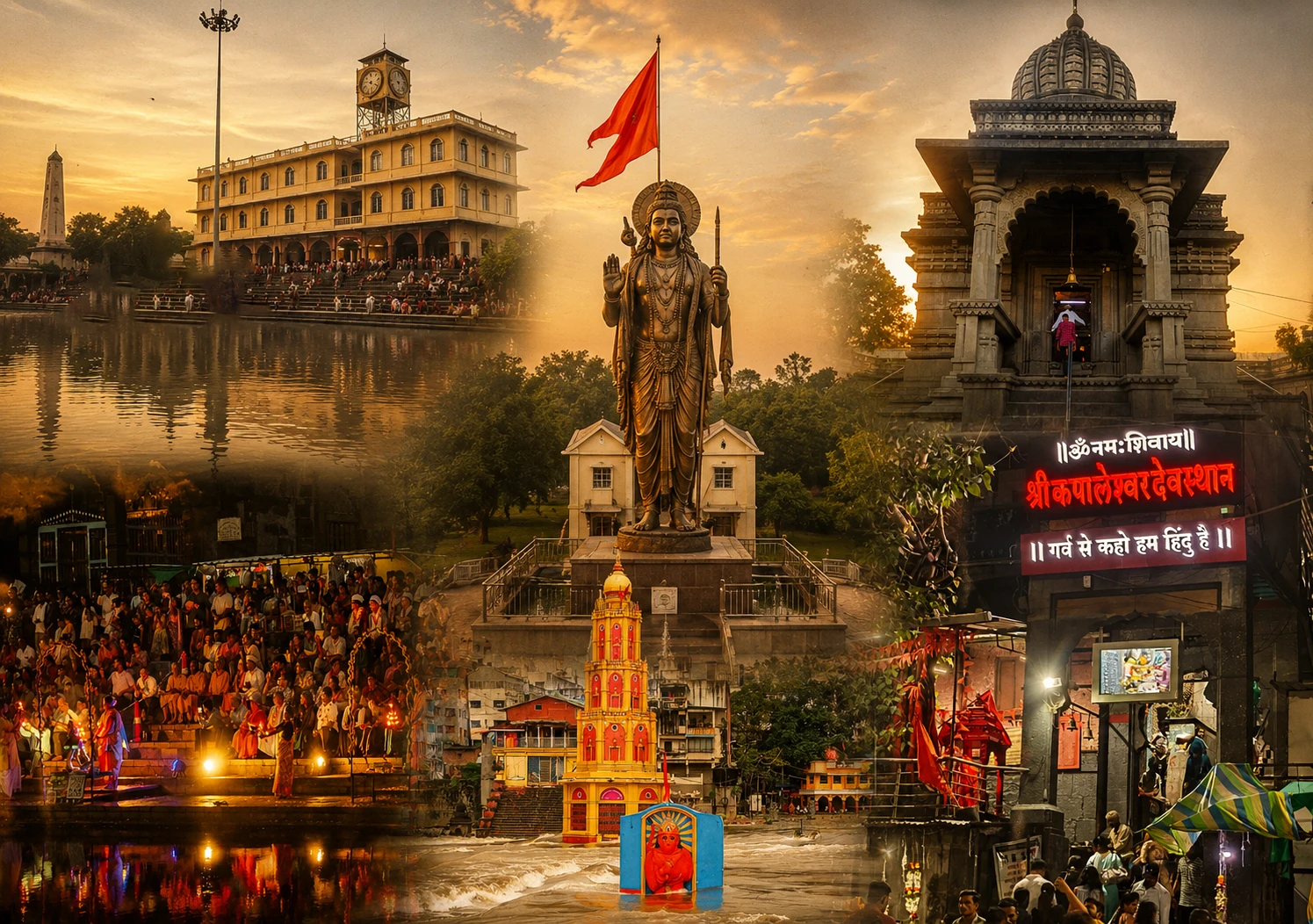 नासिक की पंचवटी में रामायण की घटनाओं से जुड़ी पवित्र भूमि का दिव्य दृश्य