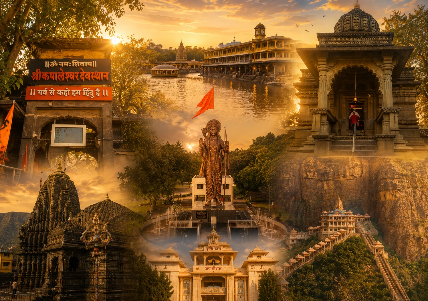 नासिक के प्रमुख धार्मिक स्थलों और आध्यात्मिक विरासत का आकर्षक दृश्य