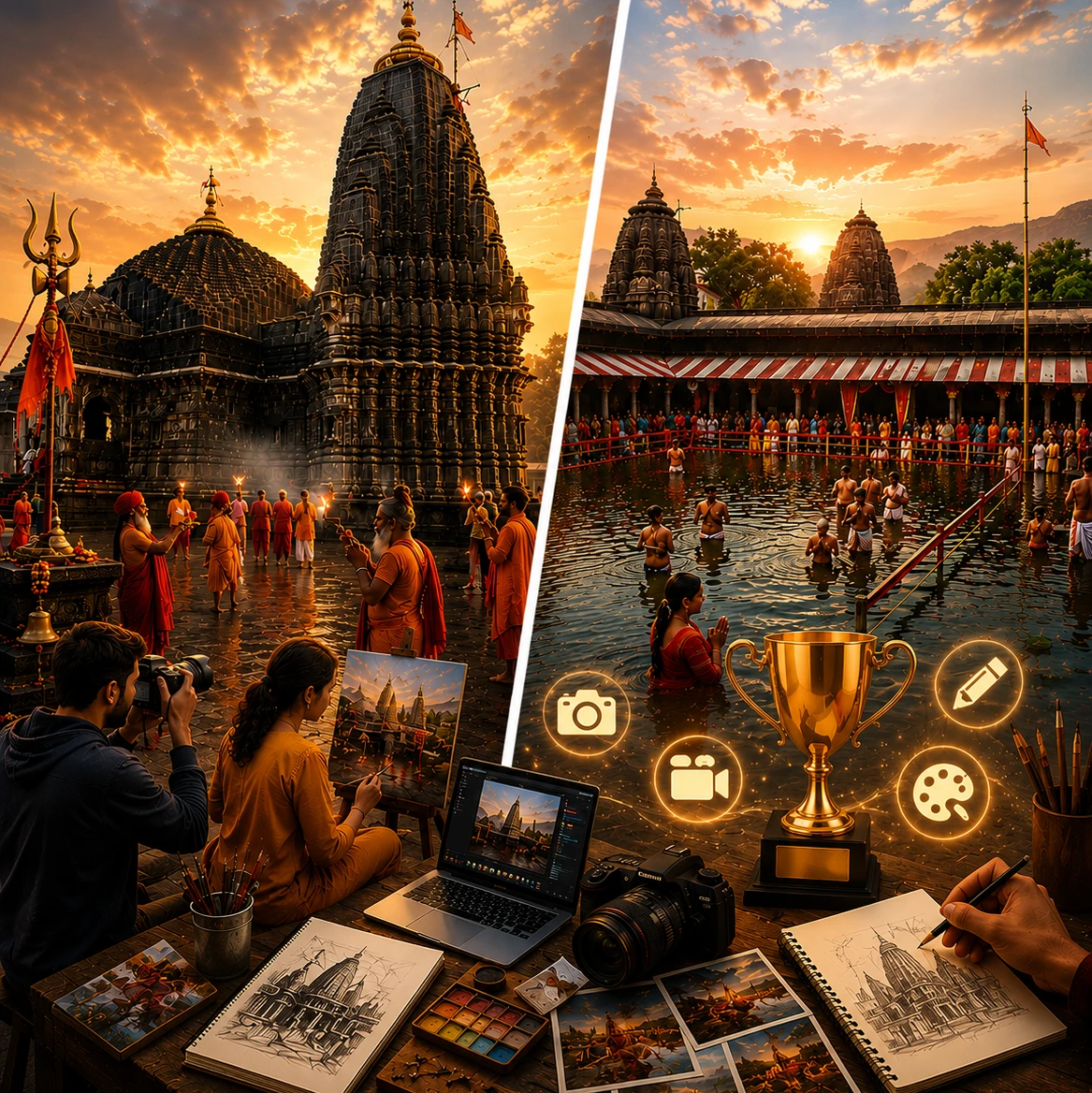 नासिक कुंभ २०२७ प्रतियोगिताओं में कला, लेखन, फोटोग्राफी और रचनात्मक अभिव्यक्ति का दृश्य
